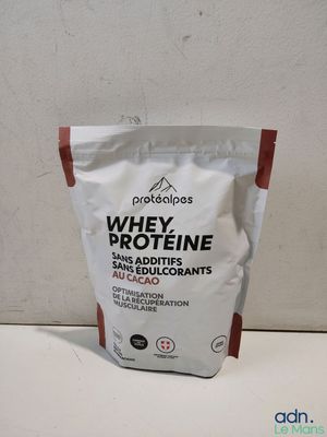 a bag of whey protein sitting on top of a counter