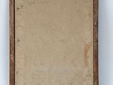 an old picture frame with a stamp on it and a piece of paper in the middle