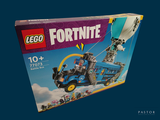 a box of lego fortie toys on a blue background