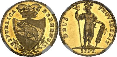 a gold sovereign coin with an image of a man holding a sword and shield