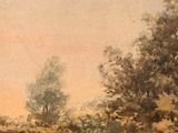 an image of a painting of a man riding a horse in a field