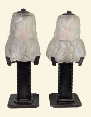 two lamps that are sitting on top of each other