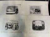 several old black and white pictures of a group of people in a room