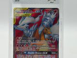 a close up of a pokemon card in a plastic case