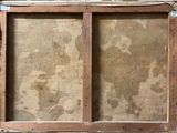 a picture of an old window with some paint on it