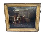 une image représentant un tableau où figurent un homme et une femme dans un paysage montagneux