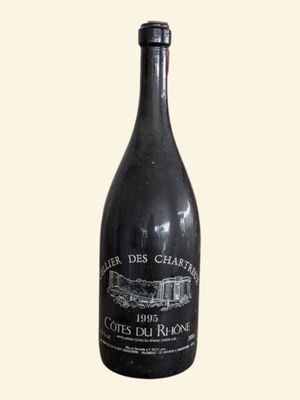 a bottle of wine that is sitting on a table