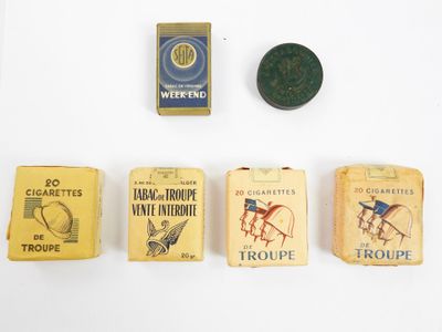 cinq sortes de cigarettes et une boîte d'allumettes