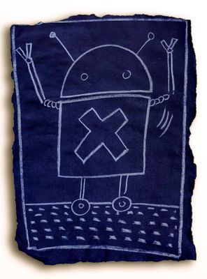 une image représentant un dessin de robot sur une feuille de papier