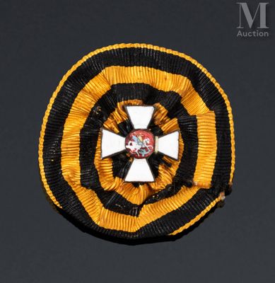 insigne jaune, noir et blanc avec une croix au centre