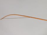 a close up of a wooden stick with a long arrow on it
