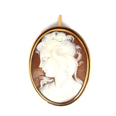une image représentant le profil d'une femme sur une broche-camée