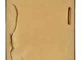 a cardboard box with a hole in it on a white background
