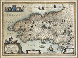 an old map of britain with a lot of animals on it