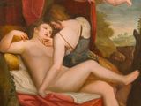 une image représentant un tableau sur lequel figurent deux femmes nues allongées sur un lit