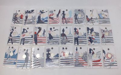 a lot of stickers that are on the table