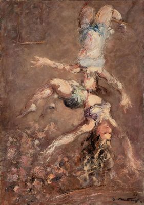 une image représentant un tableau où l'on voit un homme tomber de cheval