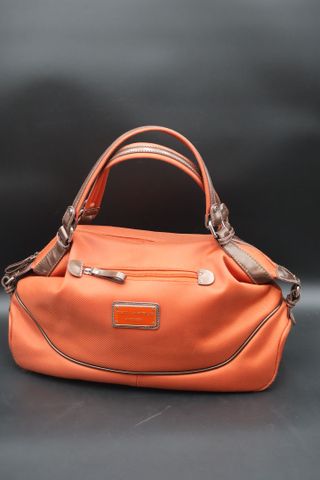 Ted LAPIDUS – Sac porté main en toile orange et bride cuir marron...