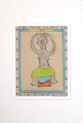 a drawing of a man sitting on top of a stool