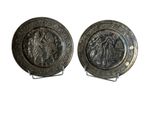 pair of antique silver plate with relief of the virgin and child