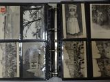 an old photo album with pictures of people inside of it