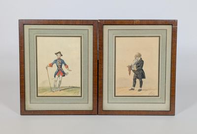 deux reproductions encadrées représentant un homme et une femme en tenue de cérémonie