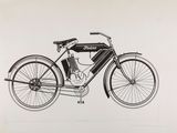 dessin en noir et blanc représentant un vélo muni d'un panier à l'arrière