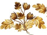 a gold leaf decoration on a white background