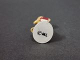 a close up of a ring with a red and white design on it