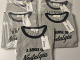 three t - shirts with the words sense of nostalgia printed on them