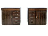 paire de tables de chevet Art déco en noyer avec plateau en marbre