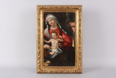 huile sur panneau d'après Jean BOUCHER : Vierge à l'Enfant. - Photo 1