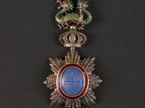 a close up of a medal with a dragon on top of it