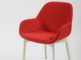 an image of a red chair with white legs on a white background