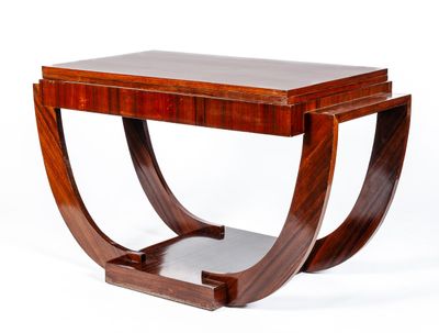 Table en placage d'acajou et palissandre. - Photo 1