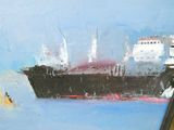 a painting of a large ship in the water