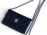 chanel navy blue quilted lambskin flap bag with chain strap