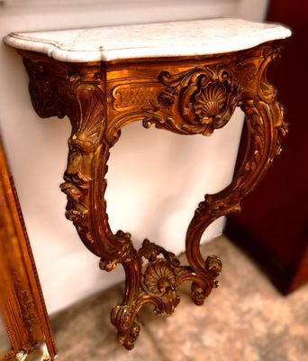 Console Murale en bois dessus de marbre époque Napoléon III …