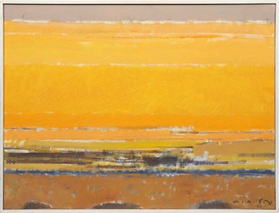 une image représentant un tableau où l'on voit un ciel orange et jaune