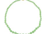 a green jade beaded necklace with a gold clasp