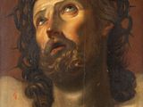 an oil painting of a man with a crown of thorns on his head