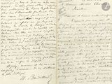 une vieille lettre manuscrite d'un homme qui écrit sur un morceau de papier