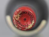 a close up of a wine bottle with a label on it