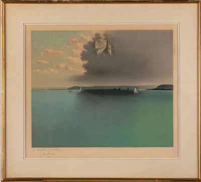 une image représentant un tableau d'un voilier au milieu d'un plan d'eau