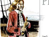 pirates of the caribbean book cover and illustration of a man in a pirate costume