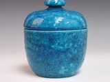 pot émaillé turquoise avec couvercle