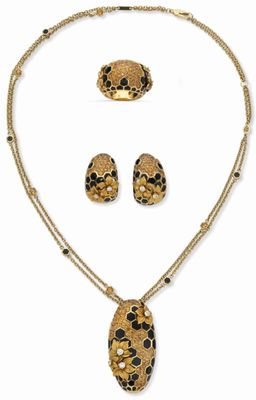 Magerit 'Nid D'Abeilles ET Fleurs' Ensemle Collier, Clips D'…