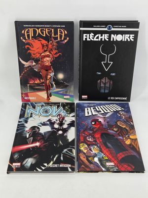 three comics from the marvel universe are on display in front of a white background
