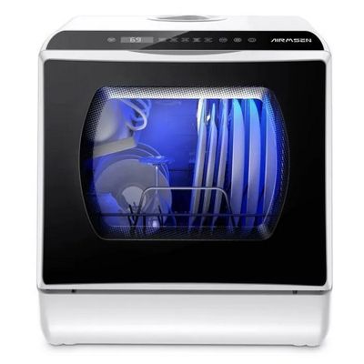 an image of a dishwasher with a lot of dishes in it