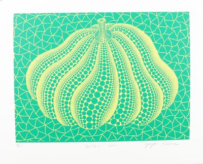 an image of a green and yellow print of a pear